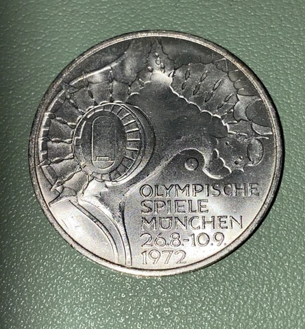 1972 D Germany 10 Deutsche Mark - World Silver Coin KM 133 Unc Olympics Munich Cover