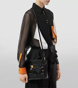 Borsa pochette Burberry goffrata in coccodrillo nera - Foto 1 di 11
