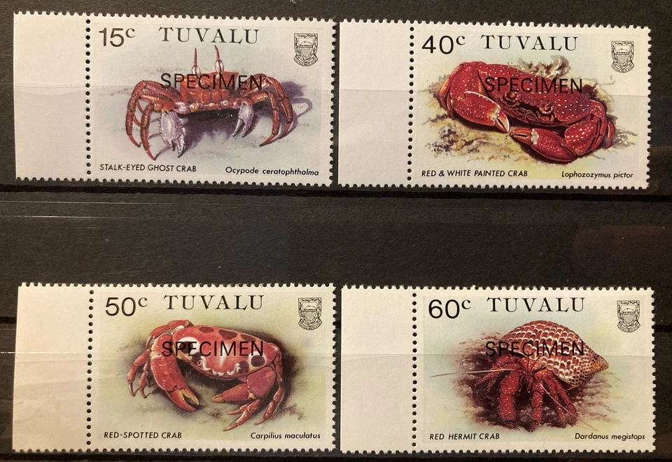 Tuvalu,crabs,"SPECIMEN" S.C.#348-51  MNH Complete set of 4  as issued in 1986 - Image 1 of 1