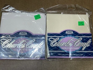 2 Stück Charles Craft Aida 11 Karat Kreuzstich Stoff 12 Zoll x 18 Zoll weiß und elfenbeinfarben - Bild 1 von 2