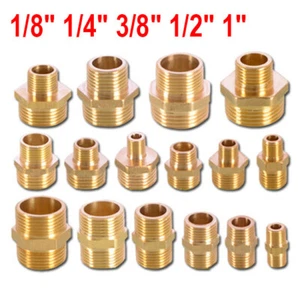"Conector acoplador de hilo de latón de pezones macho a macho BSP 3/4"" 1/8"" 1/4"" 3/8 1/2 1"" - Imagen 1 de 25