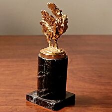 French Miniature Ormolu Bronze Gallic Rooster On Marble Base