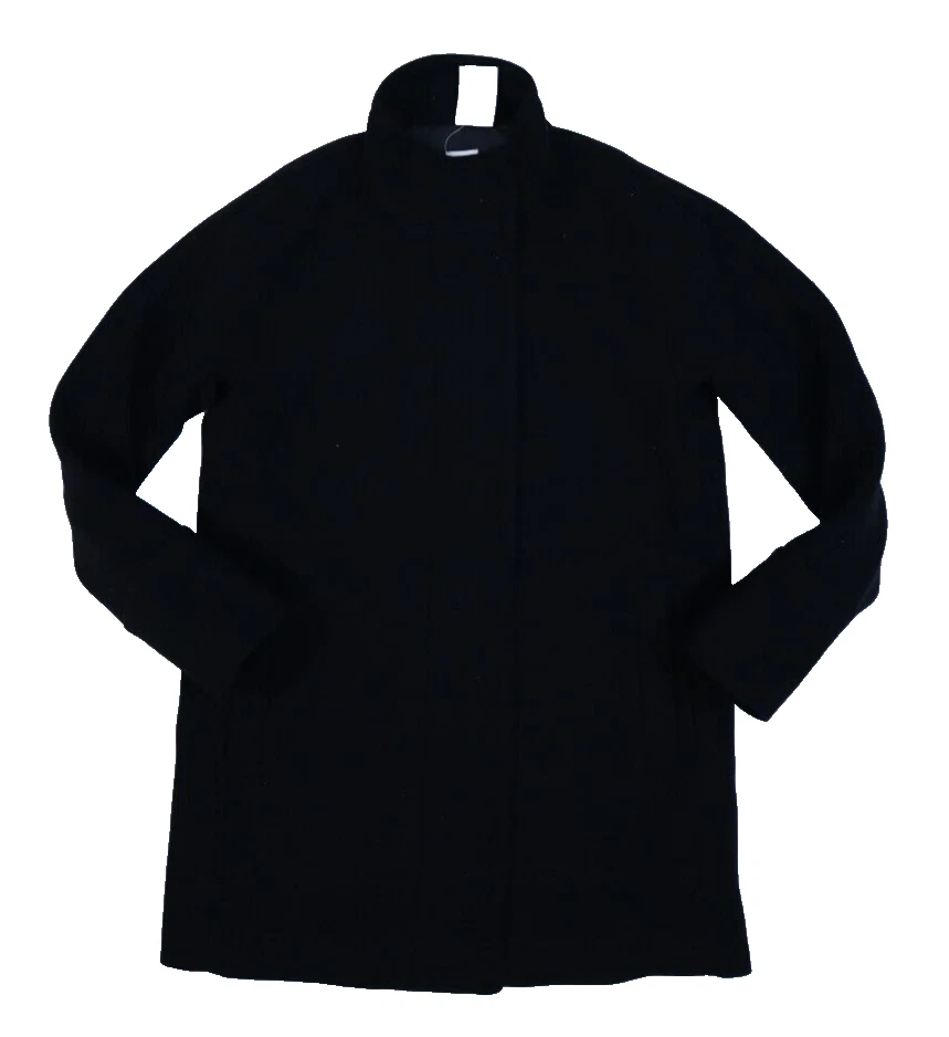 J.Crew Factory City Coat Wool Blend Coat Black Women's Size 0 AB945 Zip Up