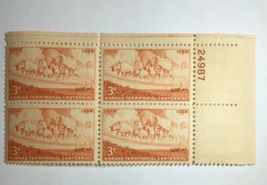 US 3 Cent Kansas Territory Statehood 1955, Scott #1061, Block Of 4, MNH/OG/VF. - Picture 1 of 1