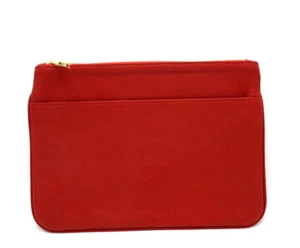 Bolso sin asas GiGi New York Chloe de cuero piel de cabra francesa rojo 9x13 nuevo con etiquetas - Imagen 1 de 10