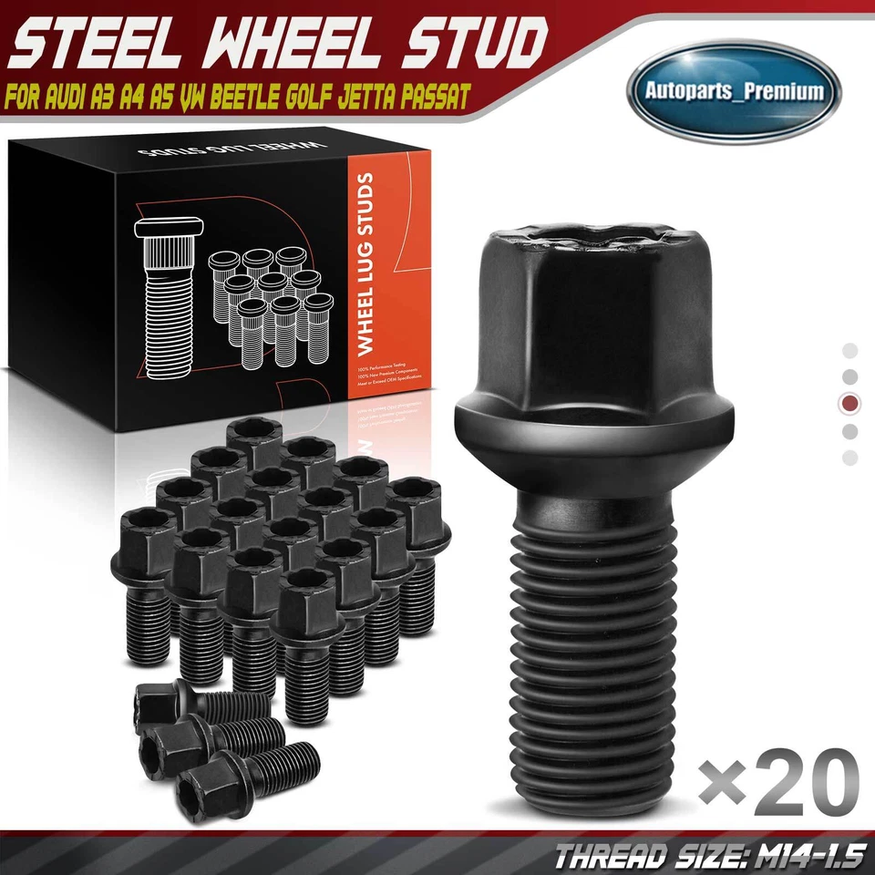 20x parafuso prisioneiro de roda M14-1.5 para Audi A4 96-20 A5 A6 VW Beetle Golf Jetta Passat - Imagem 1 de 4