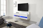 120cm Galicia LED Cool Light up High Gloss Wall Mounted TV Unit Storage White sd