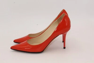 Authentic Jimmy Choo Patent Leather Pumps, Gloss Orange, Size 37 / US 7 - Image 1 of 4
