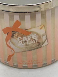 RARE Bath & Body Works Cafe Au Lait 3 Wick Candle Unused 14.5 oz made in Canada - Picture 1 of 8
