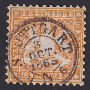 Württemberg 18 Kr. orange Mi.Nr. 29 gestempelt Mi.Wert 500 € (1688) - Bild 1 von 2