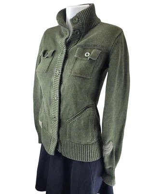 Suéter Militar Fox Racing Y2k Para Mujer Medio Verde Tejido Utilidad Bolsillos Ejército Foto 1 de 4