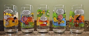 Peanuts Glasses McDonalds Camp Snoopy First Issue 1983 Complete Set Of 5 Vintage - Picture 1 of 15