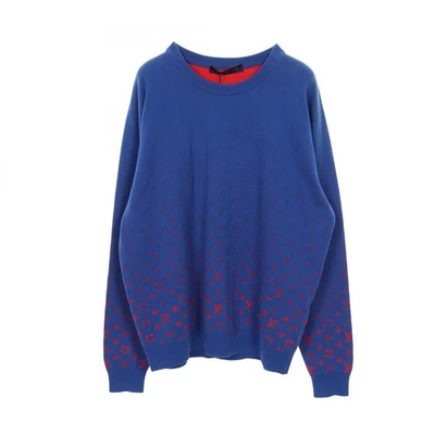 LOUIS VUITTON Monograma Degradado Prendas de Punto Suéter Algodón Azul Rojo Usado Para Hombre #XL Foto 1 de 4