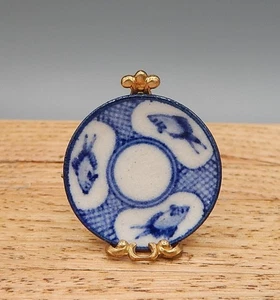 Vintage OOAK James Clark Ceramic Fish Plate Artisan Dollhouse Miniature 1:12 - Picture 1 of 4