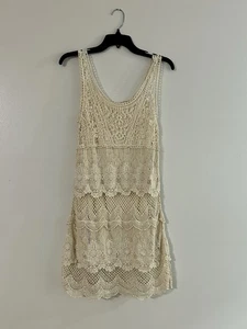 Vestido sin mangas de macramé beige para dama talla pequeña - Imagen 1 de 5