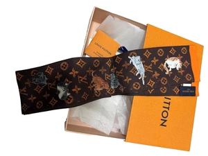 Louis Vuitton Catogram Silk Bandeau MP2268 Scarf Brown Unsed - Picture 1 of 4