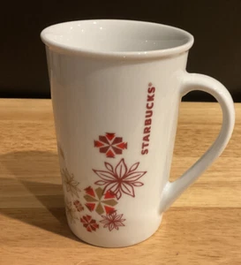 Starbucks Snowflake/Poinsettia 5x3” Coffee Mug/Cup NEW - Picture 1 of 3