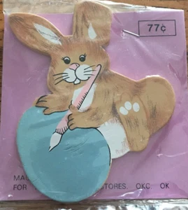 Flat 3" High Easter Bunny Wood Ornament Being A Artist-Brand New-SHIPS N 24 HR - Picture 1 of 2