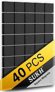 40 Pcs Square Magnetic Tape Strip with Adhesive Backing On One Side - Picture 1 of 7