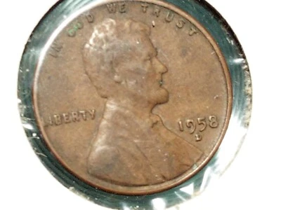 Mint Error Coin Lincoln Wheat 1c One Cent 1958 D Copper Lincoln REV Lamination  - Image 1 of 4