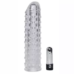 Reusable Condom Extender Clear Vibrating Penis Sleeve - Picture 1 of 2