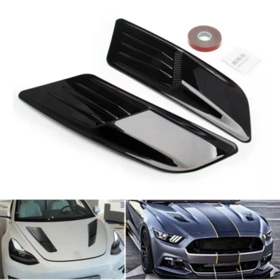 2 PIEZAS Cubierta de ventilación decorativa para capó de coche de carreras negra universal Foto 1 de 4