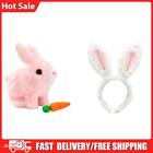 Kids Easter Electric Walk Talk Hopping Bunny Toy with Carrot for Gift (Pink)