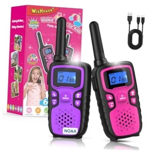 Walkie Talkies for Kids Rechargeable Long Range,Xmas Birthday Gift Pink Purple - Picture 1 of 8