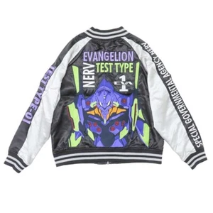 SUKAJAN Evangelion EVA-01 TEST TYPE Black Silver embroidery L size JAPAN NEW - Picture 1 of 6