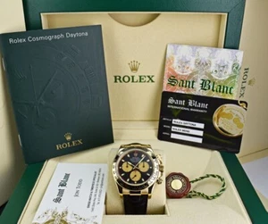 ROLEX Rehaut 18kt Gold DAYTONA Black Paul Newman Crocodile 116518 SANT BLANC - Picture 1 of 10