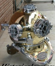 18" Brass Boston Diving Helmet Divers Antique Scuba Diving Helmet Collectible 