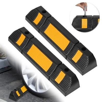 YUENFONG 2x Auto Garagenstopper mit Reflektor Parkplatzbegrenzung Einparkhilfe Radstopper