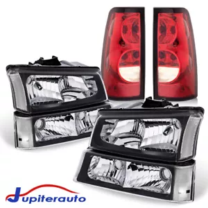 For 2003-2006 Chevy Silverado Black Housing Headlights & Red Tail Lights New - Picture 1 of 23