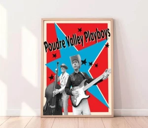 Poudre Valley Playboys Country Band Poster, Western Music Art, Cowboy Guitarist - Picture 1 of 5