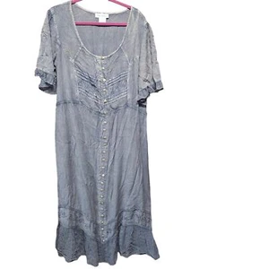 Paragon blue womens 1x boho midi dress festival witchy plus size lagenlook - Picture 1 of 6
