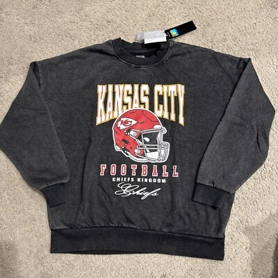 Kansas City Chiefs Gameday Couture Черная Кислотная Стирка Сладкая Рубашка, Совершенно Новая Мужская M - Изображение 1 из 4