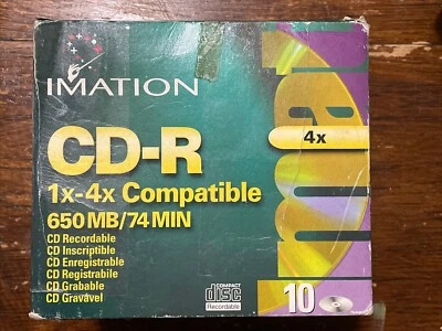 Imation CD-R 10 Pack w/ Jewel Cases 1x-4x 650 MB 74 Min Data Music Opened Box - Image 1 of 4