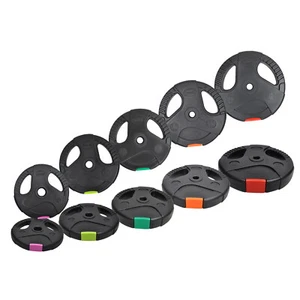 50kg Weight Plate Set - Dual Grip Ez Handle PVC Coated Home Gym Barbell Plates - Picture 1 of 13