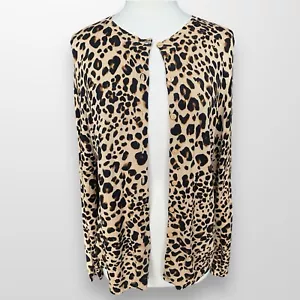 Liz Claiborne XL Cardigan Sweater Animal Lightweight Button Front Silk Cotton - Picture 1 of 8