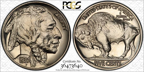 1937 PR67 Proof Buffalo Nickel PCGS Graded & CAC approved Cover