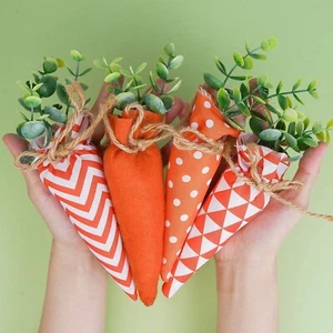 4pcs Artificial Carrots Easter Decorations Spring Seasonal Décor Fabric Carrots - Picture 1 of 10