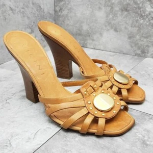 SANDALIAS DE CUERO DE TACÓN APILADO VICINI PARA MUJER TALLA 7/EUR 37,5 - Imagen 1 de 7