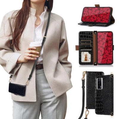 For Xiaomi Redmi/POCO Genuine Leather Crossbody Case Bling Crocodile Pattern - Image 1 of 4