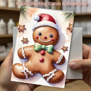 Christmas Greeting Cards w/ Envelope - Set of 6 -5x7 Cards & Envelopes #012 - Picture 1 of 2