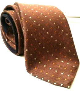 Napoli di Nordstrom Brown Polka Dot Silk Cashmere Skinny Neck Tie 3.25 in NWOT - Picture 1 of 3