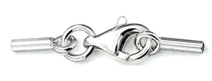 ONE STERLING SILVER 925 CRIMP CLASP SET FOR BEADING CHAIN + CLASP, 27 x 2.5 MM - Picture 1 of 3