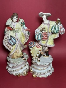 FASCINATING PAIR OF ITALY MADE ART DECO FIGURINES - HAND PAINTED, 10 INCHES TALL - Picture 1 of 23