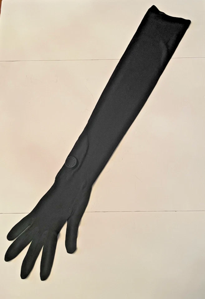 Guantes de noche vintage Bemberg negro rayón crepé 24" longitud ópera talla 7 Foto 1 de 4