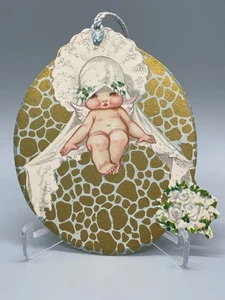 Vintage Art Deco Bridge Tally Cherub Bride Wedding, Clark, Gold, Unused - Picture 1 of 3