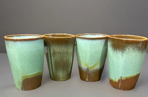 Set of 4 Frankoma Prairie Green 5L 4.75" to 5" Glasses or Tumblers EUC - Picture 1 of 12